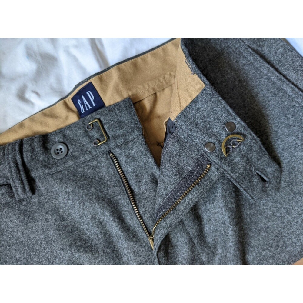 RARE Gap Wide Leg Classic Fit Flannel Wool Hook & Loop Closure Pants 32x30 NWOT